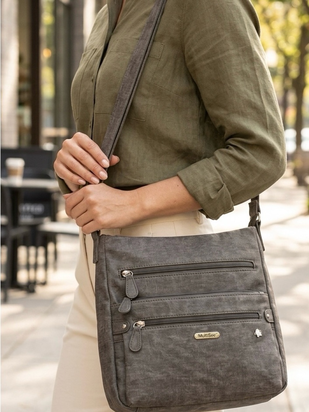MultiSee Gray Crossbody Bag for Women - Casual Everyday Shoulder Bag